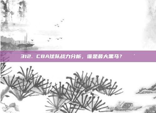 312. CBA球队战力分析，谁是最大黑马？🐴